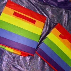 Rainbow Stripe Cube Bins
